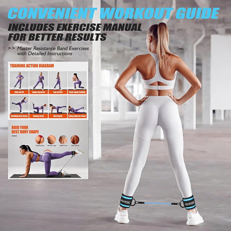 KUTIZE Ankle Resistance Bands with Cuffs for Women & Men - 3-Level Adjustable Leg & Glute Workout Equipment, Portable Home Gym Exercise Bands for Kickbacks, Hip Thrusts, Yoga, Strength Training - Image 3